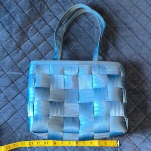 HARVEYS seat belt bag! Light blue over the shoulder purse.